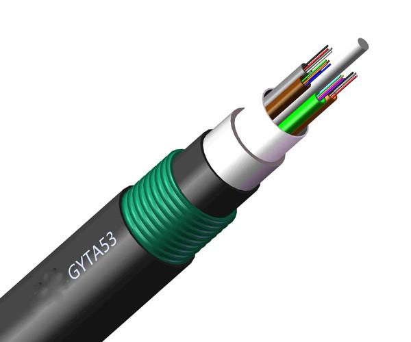 GYTA53 Loose Tube Direct Burial Outdoor Fiber Optic Cable 2 - 144 Strand Armored Ethernet Cable