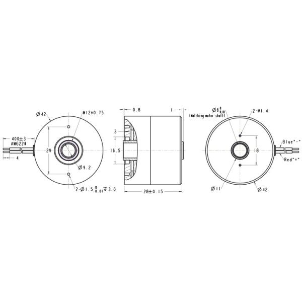 24V   Electromagnetic Clutch Brake 13.2K/W Thermal Resistance 42mm Diameter