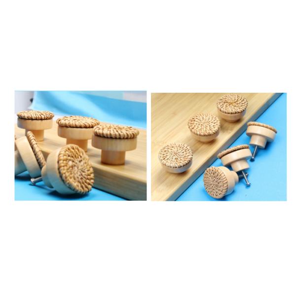 Round Wooden Drawer Knobs Pulls For Furniture Woven Cabinet Knobs