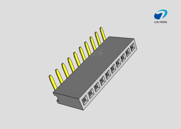 Female header, PCB Mount Receptacle, Vertical, Board-to-Board, 10 Position, 2.0mm Pitch, Shrouded, Gold Flash, 90 degree