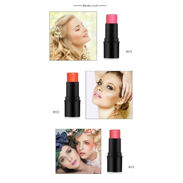Makeup Perfect Shimmer Cream Blush Stick 3 Colors Long Lasting Moisturize