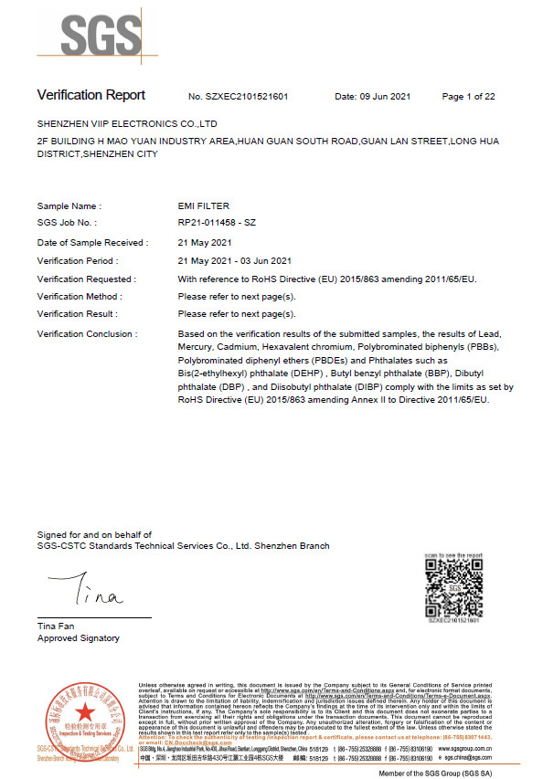 Shenzhen VIIP Electronics Co., Ltd. Сертификации