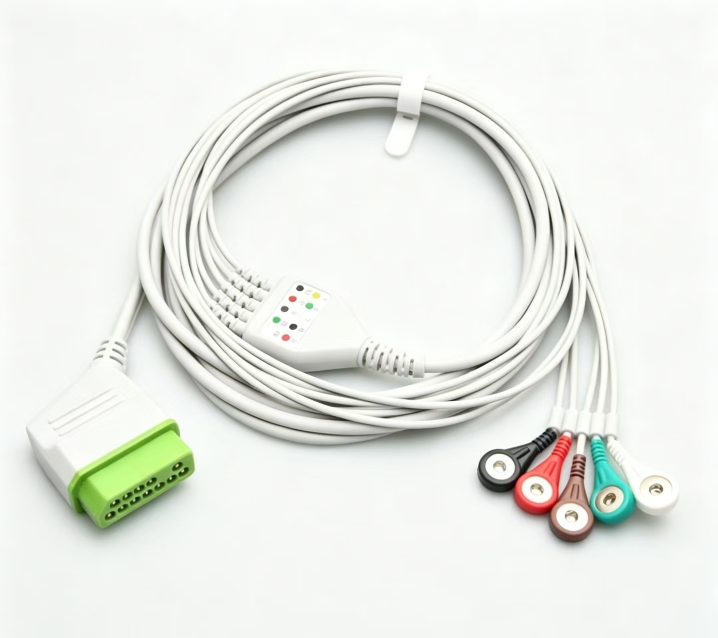 5 Leads Reusable ECG Electrodes 3 Meter Medical Electrode CE Certified Compatible With Nihon Kohden
