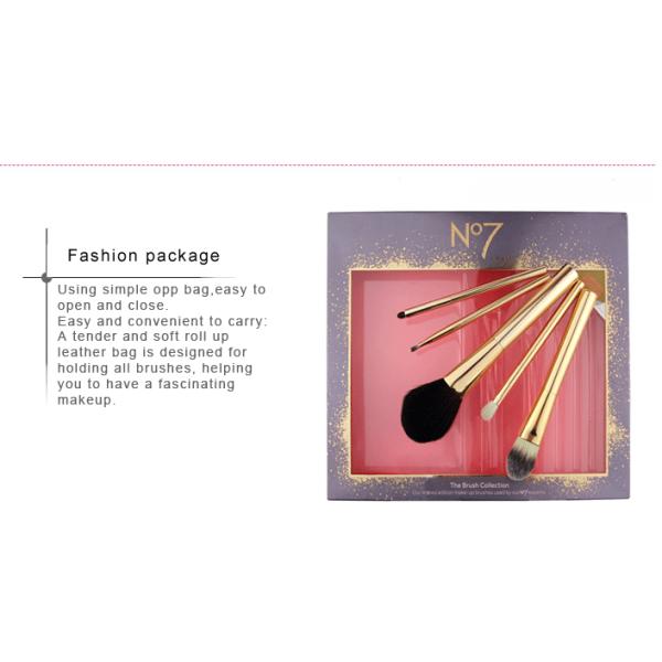 124g Travel Makeup Brush Set With Golden Aluminum Handle Ferrule