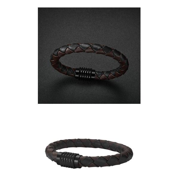 Hot stainless steel magnet buckle leather rope bracelet men custom leather bracelet