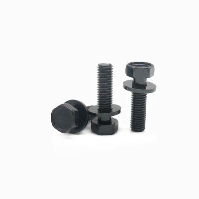 GR.10.9 Black Surface Hexagon Head Bolts and Plain Washers Assemblies with Hex Nut Accessories M2.5-M12 Thread Size