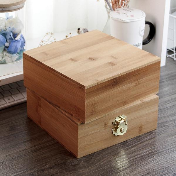 Customized Bamboo Moon Cake Packaging Wood Jewelry Storage Box with Lock and Security