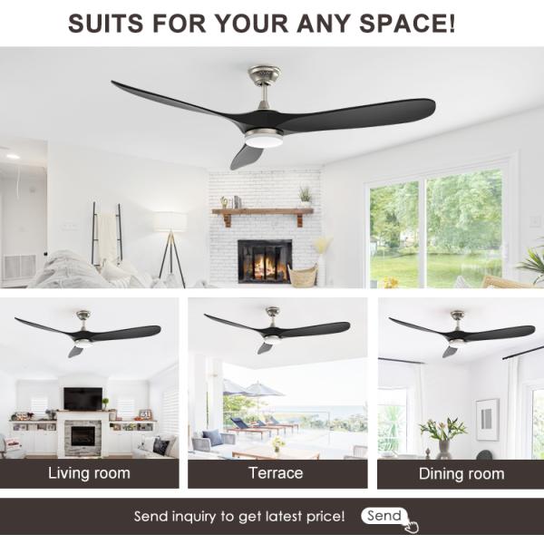 Moderno Design 1stshine Ventilador de teto Luz com baixo ruído Motor DC e ajuste de tempo