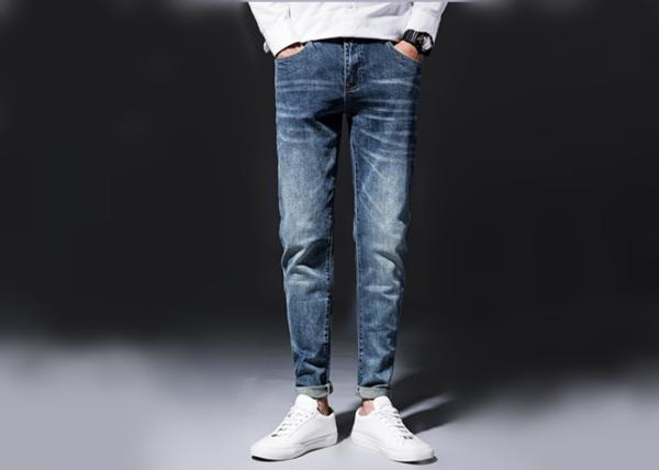 Woven Tapered Mens Denim Jacket And Jeans Mid Wash Man Pants 100% Cotton