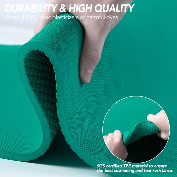 OEM Upgraded Sport Yoga Mat  , Extra Thick 10mm TPE , Green Color