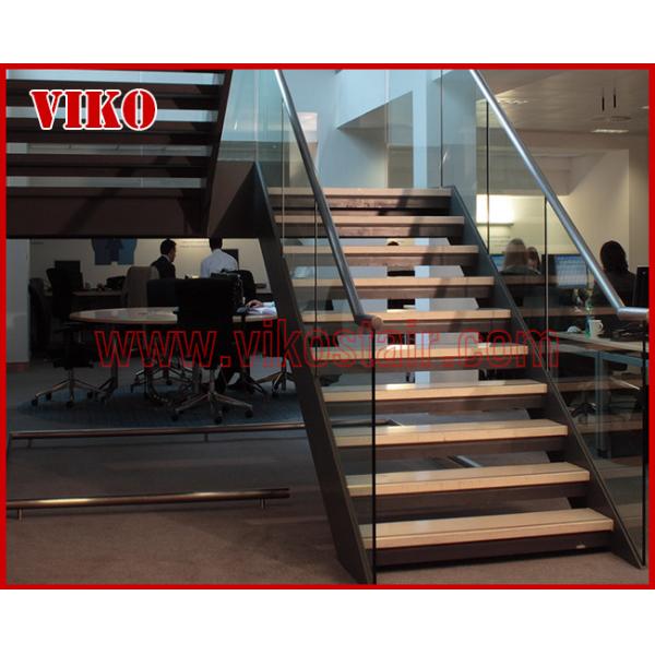 Double Steel Plate Staircase VK32S Stainless Steel, Power Coated,,Wooden ,Beech Tread , Carbon Steel Stringer,