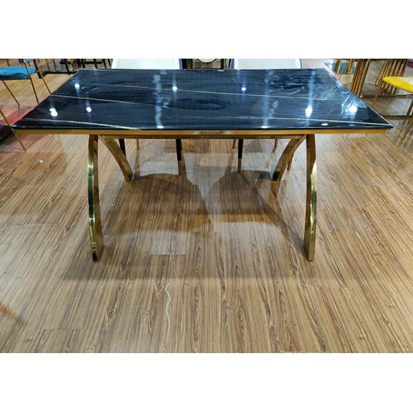 Low Key Luxury 150*90cm Stainless Steel Marble Dining Table
