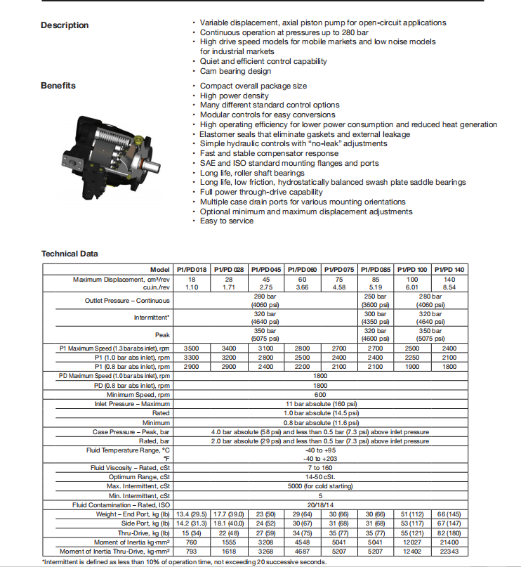 High-pressure Plunger Pump PD140PS02SRS5AC00S100PB00
