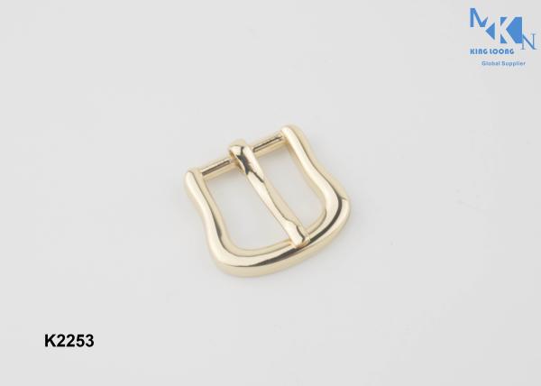 Fashion Design Metal Shoe Buckles , Shine Gold Center Bar Buckle Custom Logo