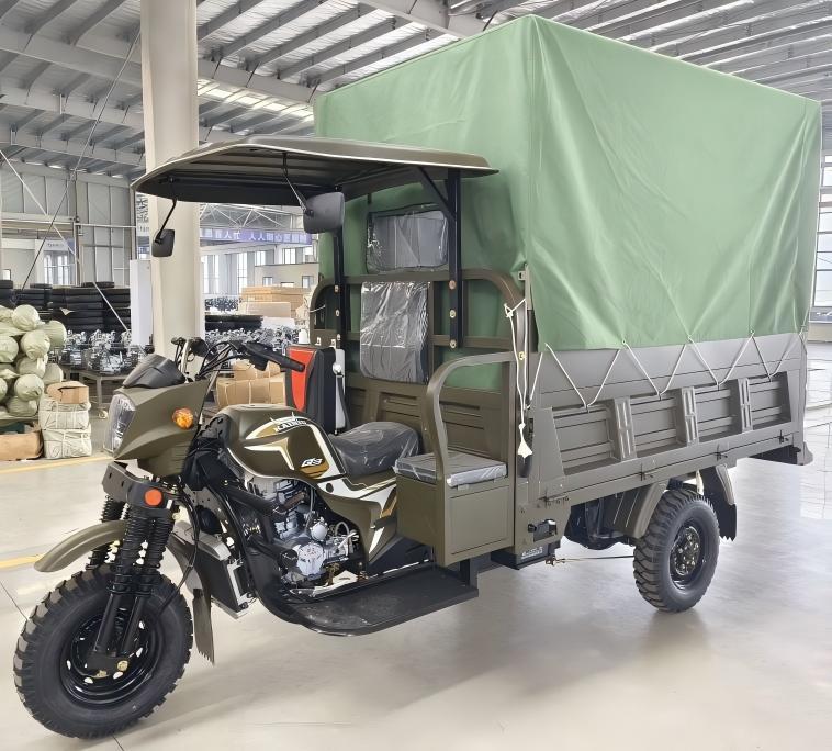 250cc Water-Cooled Heavy-Duty Cargo Tricycle with Foldable Seat, Large Bed, and