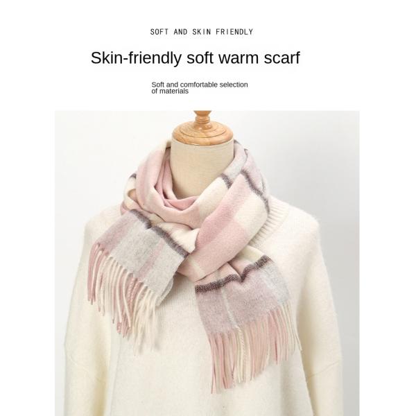 Long Style Cashmere Neck Warmer for Women in Warm Tartan Plaid Wool from Malaysia