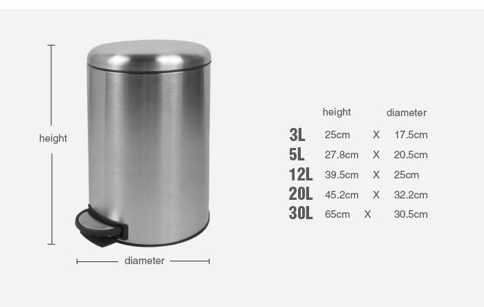 Stainless Steel Trash Can With Foot Pedal Soft Close Lid Home Houseware