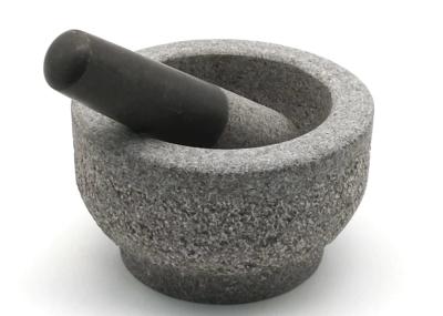 Pitted Surface Heavy Granite Stone Mortar And Pestle Set Molcajete Guacamole Bowl Grinder