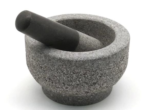 Moedor de pedra da bacia do Guacamole de Molcajete do grupo do almofariz e do pilão do granito pesado de superfície picado