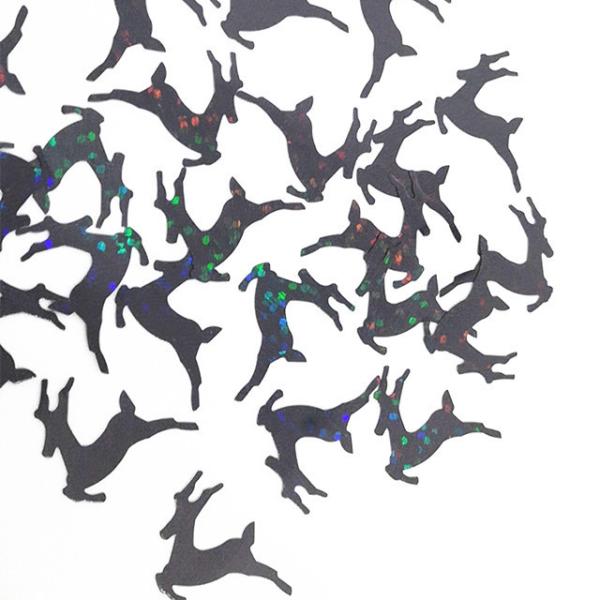 PVC Stock Holo Black Deer Glitter Shape Ready to Ship from Texiles