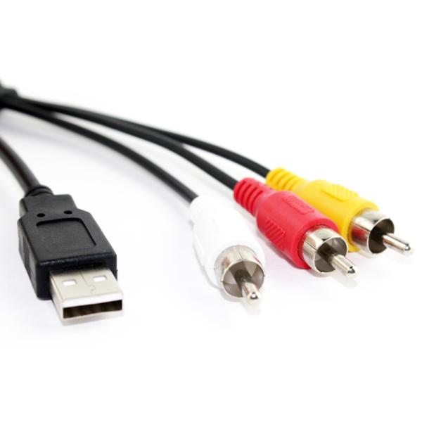 USB A male to 3RCA cable for TV