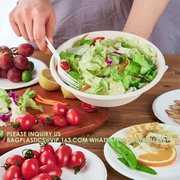 32 Oz Disposable Paper Bowls, Biodegradable Soup Bowls Natural Bagasse, Eco-Friendly Sugarcane Bowls For Salad