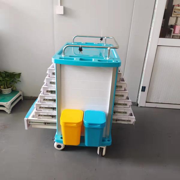 Тележка доставки медицины ABS материальная голубая применяется для больницы