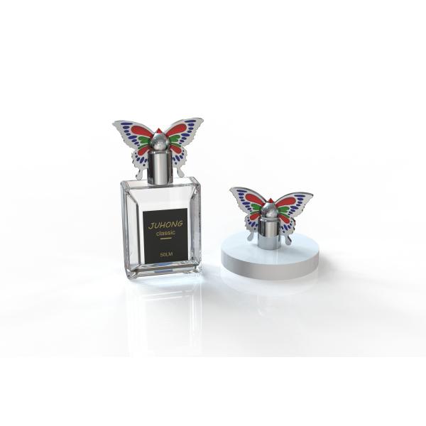 Capas de perfume Zamak ecológicas en forma de mariposa para soluciones de embalaje de fragancias