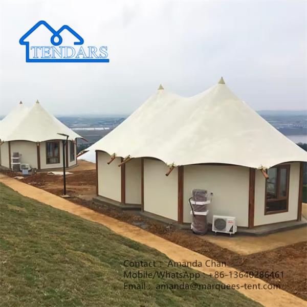 Estrutura de membrana familiar de luxo ao ar livre Safari Resort Hotel Tent With Bathroom