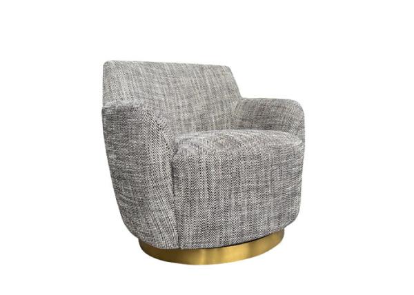 Polyester Swivel Chair Fabric Cover Metal Plinth Grey Cloth Swivel Chairs