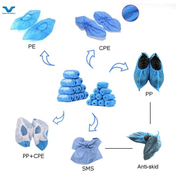 10-20г Одноразовые OEM обувные покрытия PP 10г Синие обувные покрытия