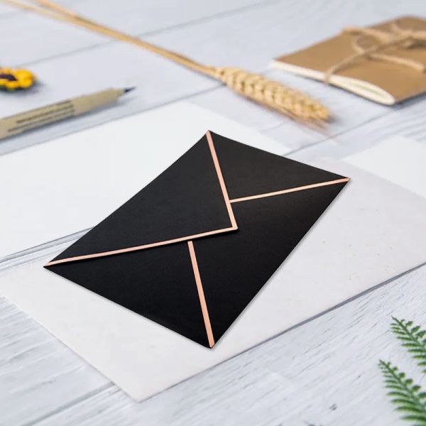 Uv Bronzing Logo Black Card Kraft Paper Envelope For Business