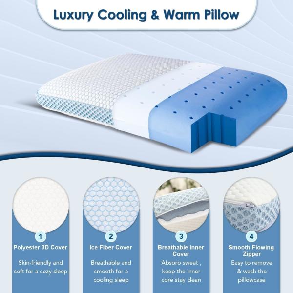 Customized Color Gel Memory Foam Pillow for Neck Orthopedic Support in Home Decor