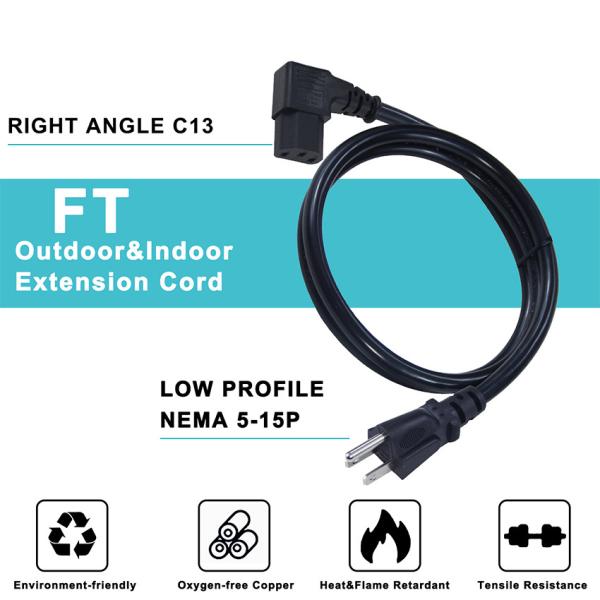 NEMA 5-15P - C13 電源コード 6フィート 14AWG ヘビーデューティー