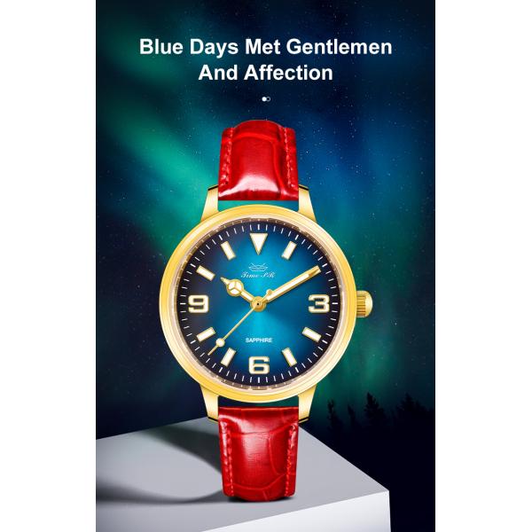 Projeto impermeável de aço inoxidável da correia de couro do relógio de quartzo do diamante 3ATM da caixa da liga da forma para mulheres