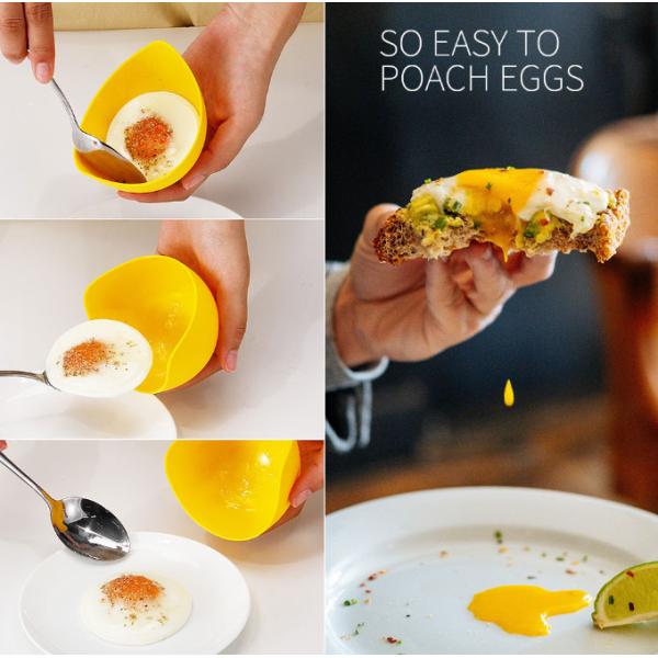 4 Pack Silicone Bulk Kitchen Supplies Egg Poacher For Microwave