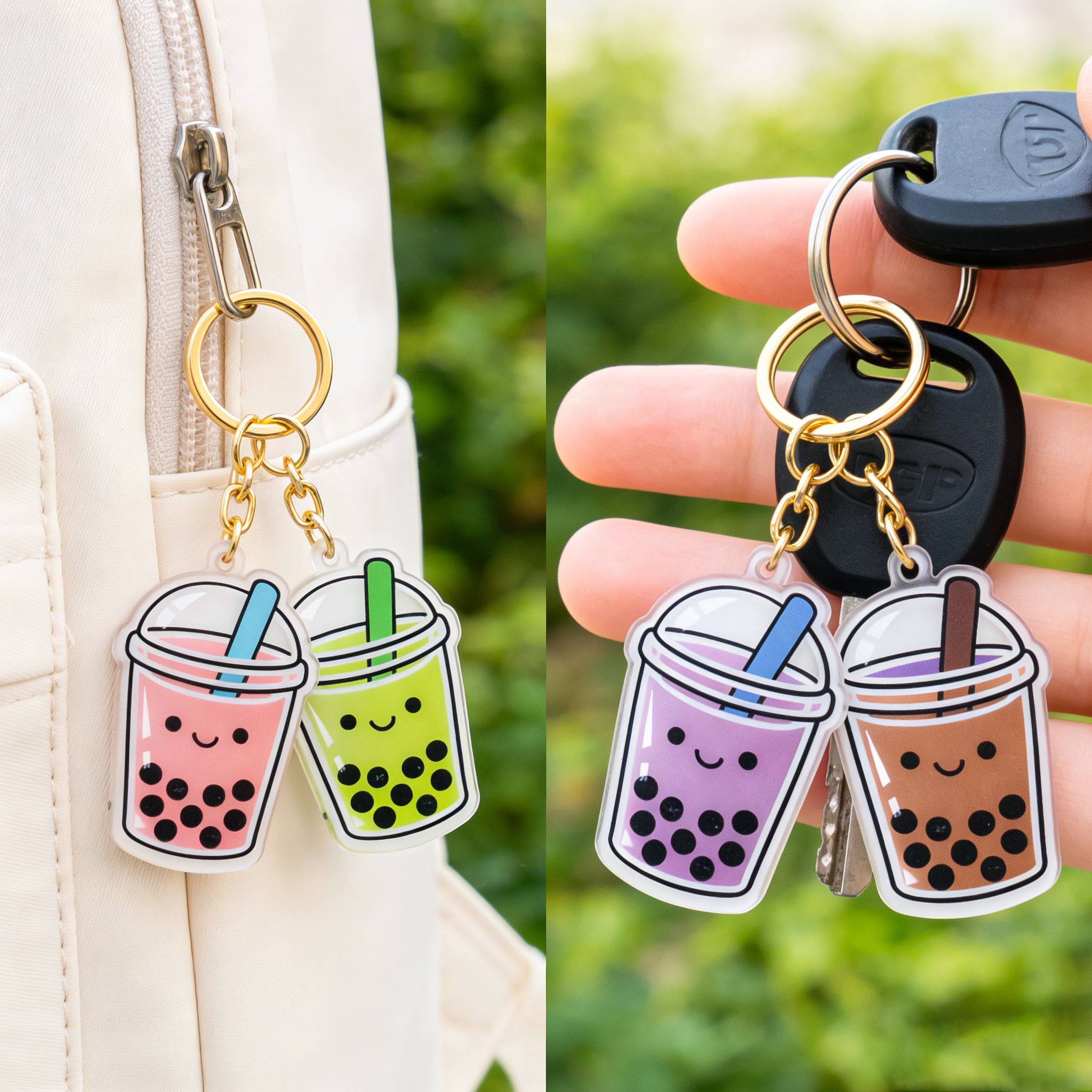 Custom DIY Acrylic Keychain – Glitter Epoxy Fill, Transparent Cute Cartoon & Anime Pendant Design