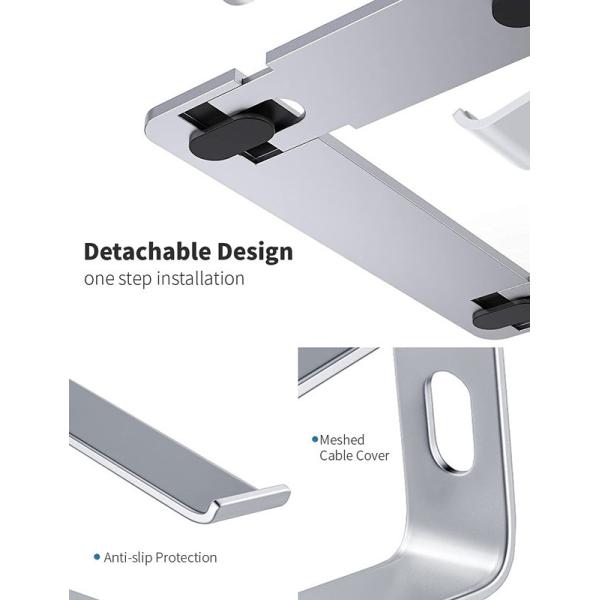Ergonomic 6061 Aluminum Notebook Stand Mill Finish Anodized