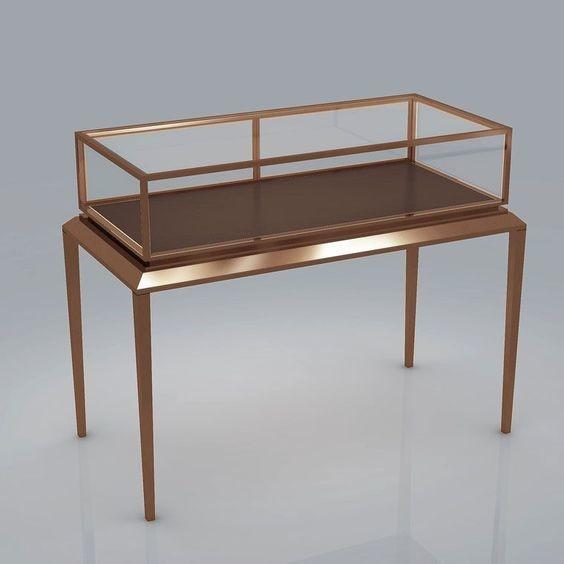 Stainless Steel Clear Glass Showcase Table , Floor Standing Glass Presentation Case
