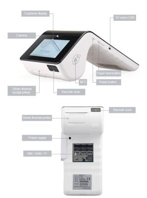 4G Handheld Pos Terminal 1280*800 IPS 7 Inch Capacitive Touch Screen