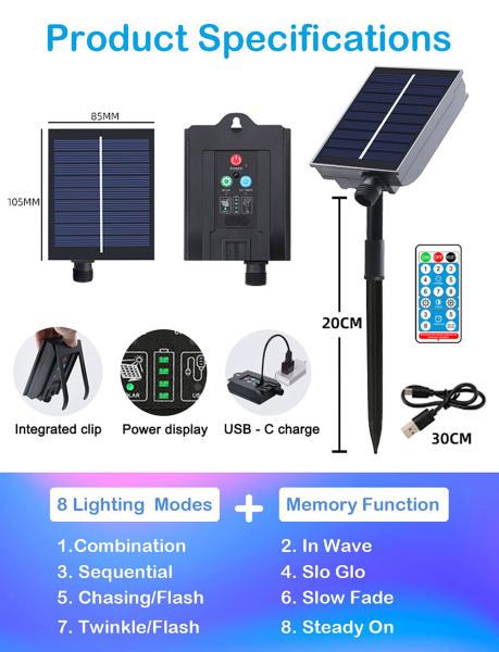Waterproof Led Solar String Light Leather Wire Outdoor Solar Fairy Lights
