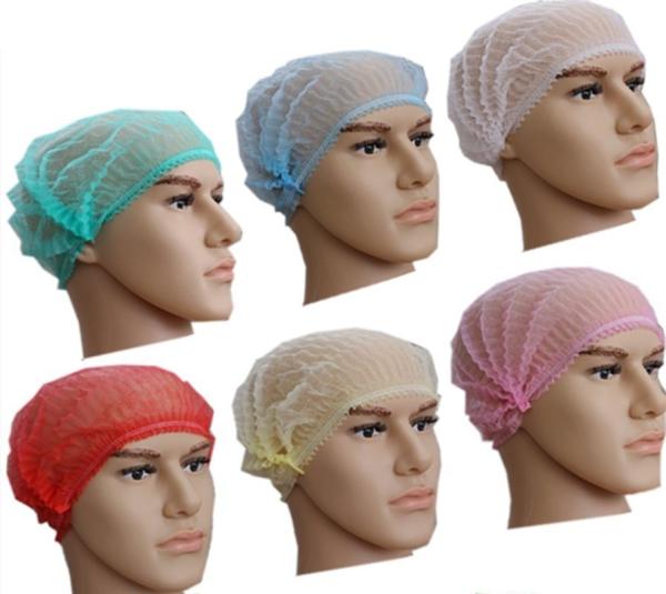 Disposable Nonwoven Mob Strip Clip Hairnet Cap 18 21 10GSM 12GSM White Blue Pink Red Green Purple Black