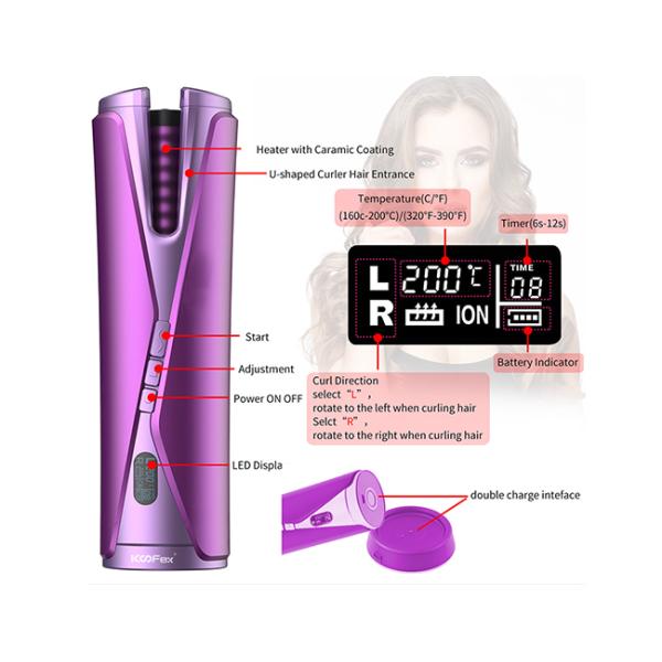 Анти- ошпаривая бесшнуровой автоматический Curler волос, портативный утюг USB перезаряжаемые завивая