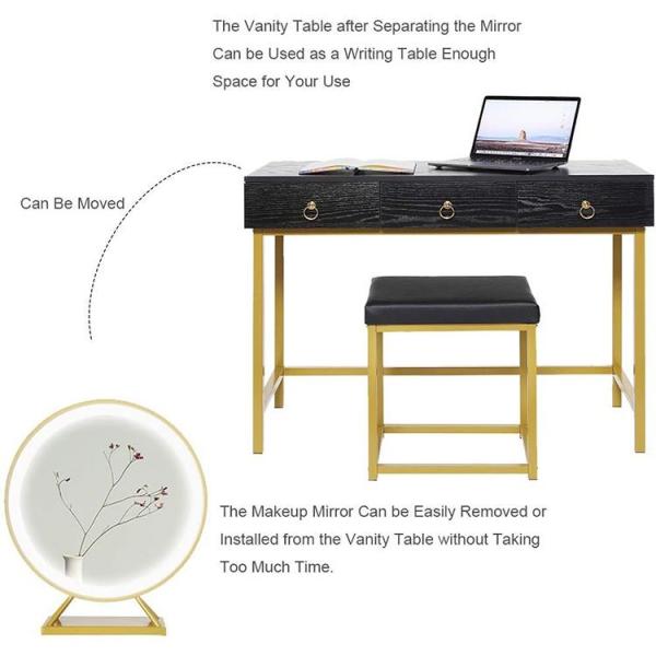 Solid MDF Wood Mirrored Dresser Table 133cm Height With Melamine