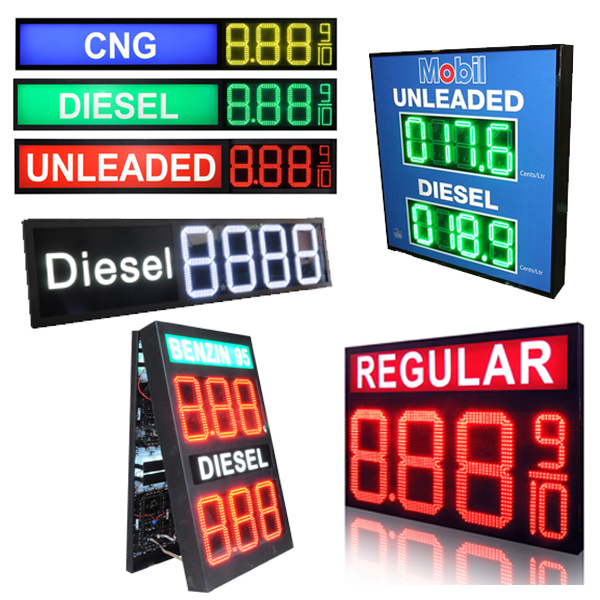 Gas Station LED Display  Fuel Updates and Advertising Gas Price Sign Numbers, LED Gas Station Price Sign