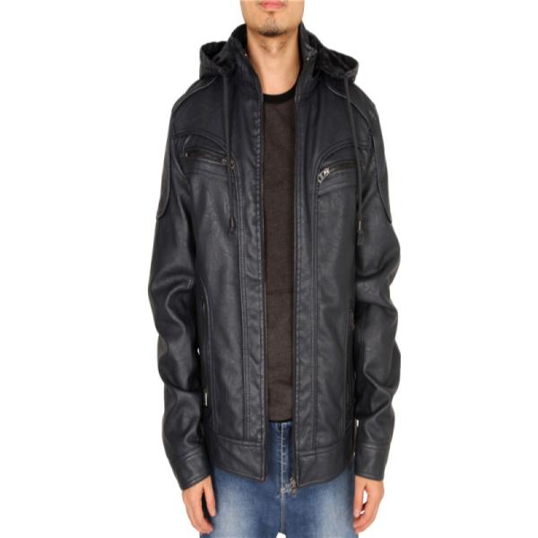 Men'S High Quality PU Coats Hooded Jacket Plush Fur Coat keep warm Windbreak