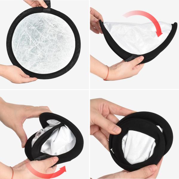 12 Inch 30cm Silver White Round Collapsible Light Reflector For Outdoor Lighting