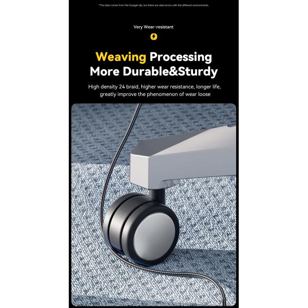 100W 7A USB A To C Fast Charging Phone Cable Digital Display 1m 2m ESSAGER ES-X47