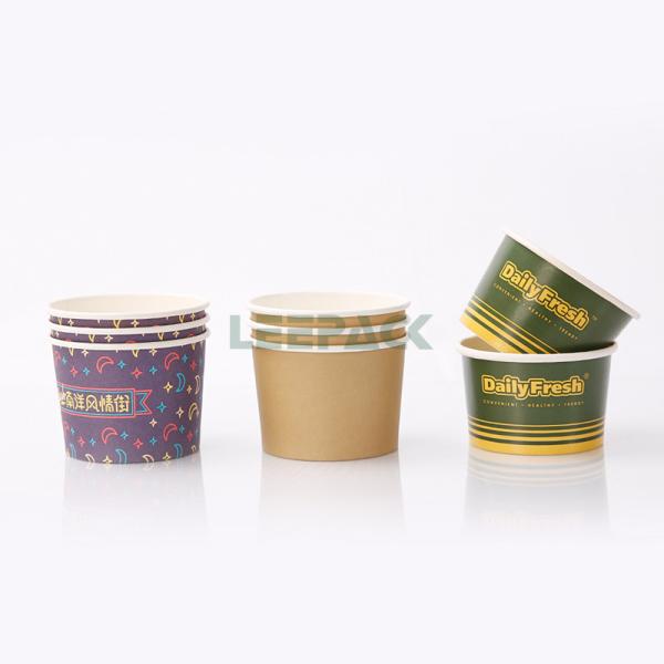 Double PE coating Ice cream container customized disposable 4oz 8oz 10oz 12oz paper bowl ice cream cup with lids