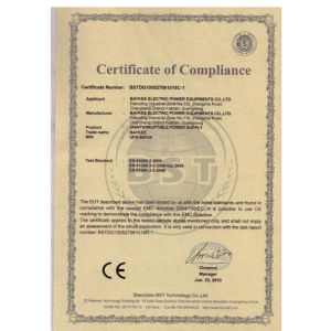 Baykee Electric Power Equipments Co., Ltd Certifications